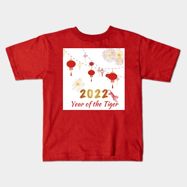 2022 Year of the Tiger Kids T-Shirt by Musings Home Decor